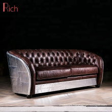 Modern Chesterfield Style Seater Sofa Furniture Retro Industrial Red Leather Sofa